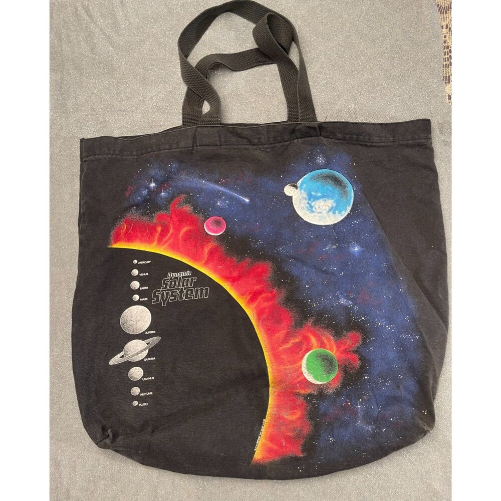 Vintage 90s Dynamic Solar System Tote Bag 1990s Retro Astronomy Planets Science